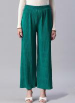 Lycra Sea Green Daily Wear Pleated Plazzo